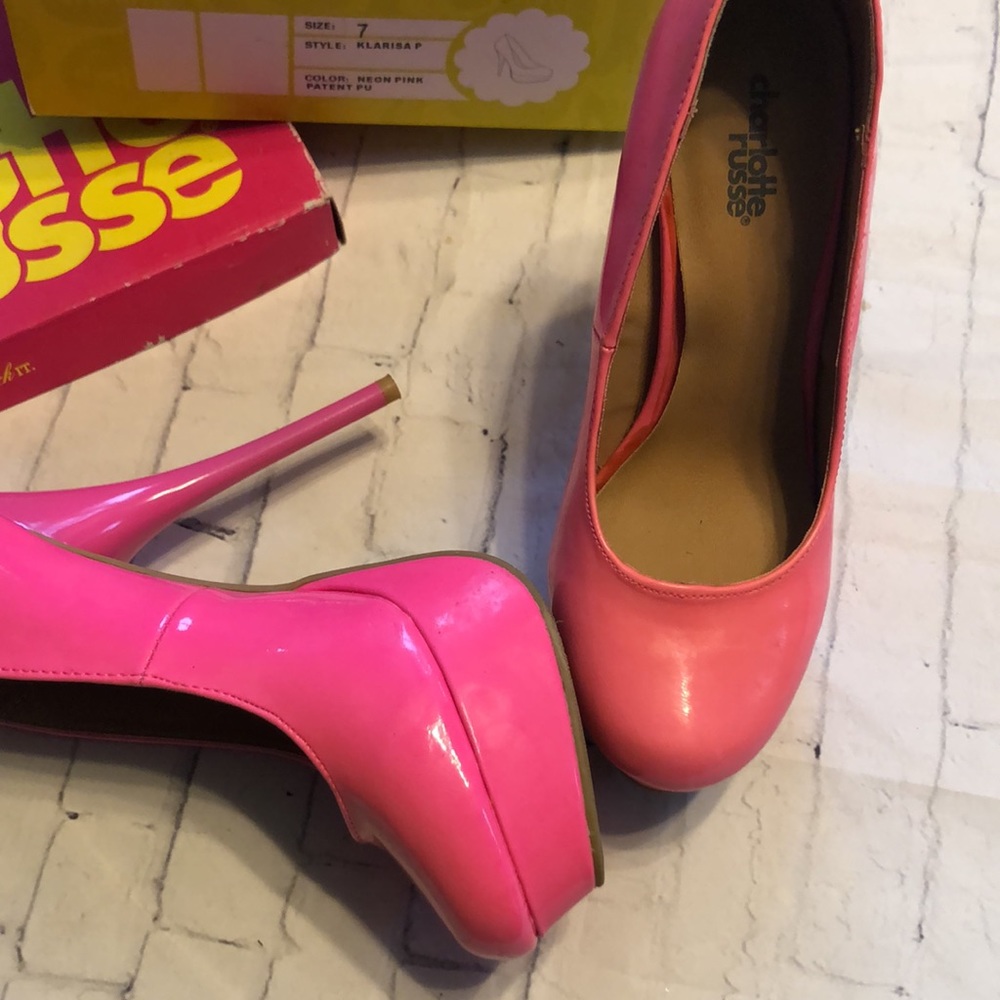 Neon Pink heels platform size 7 GUC 6” stiletto heel Charlotte Russe - Picture 4 of 8